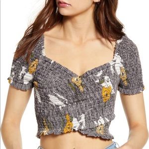Astr Black and White Floral Crop Top